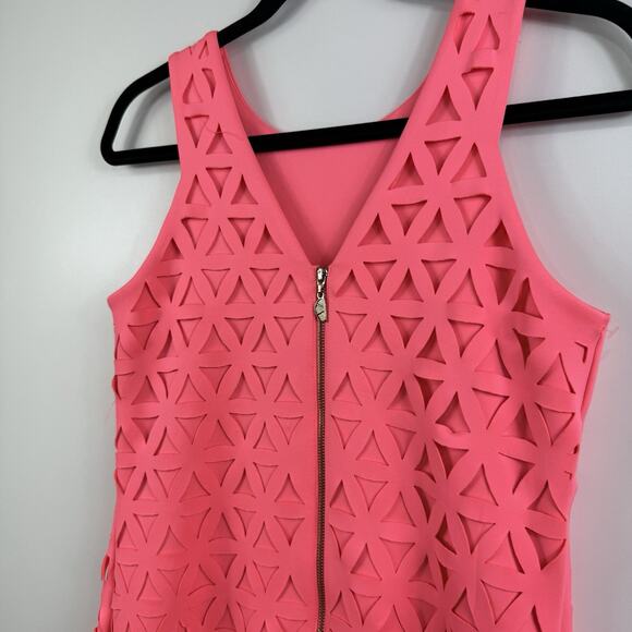 Lilly Pulitzer Mango Pink Sun Ray Daisy Laser Cut Scuba Ponte Shift Dress Small - Picture 11 of 16